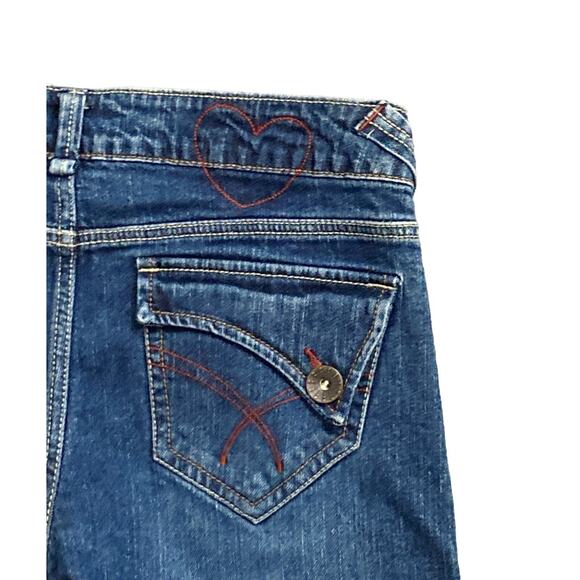 Vintage Y2K No Boundaries Snap Hem Low Rise Cropped Skinny Blue Jeans Size 9 - Picture 4 of 8